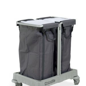 NBT- Wasgoedwagen 2×100 liter waszakken Grijs